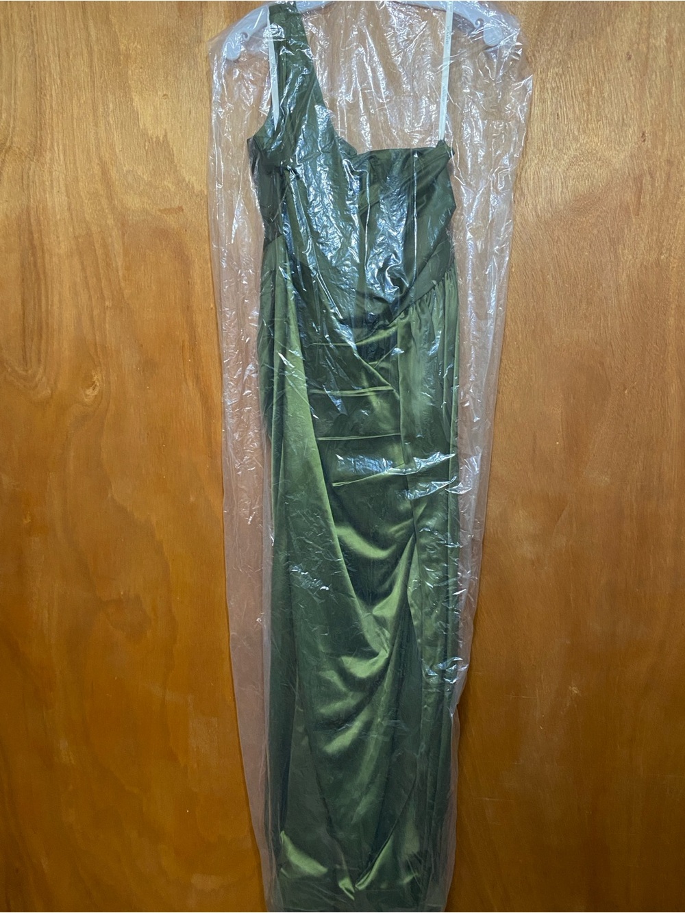 Olive Green One-Shoulder Women’s Evening Dress